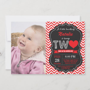 Valentine 2nd Second Birthday Little Sweetheart Invitation