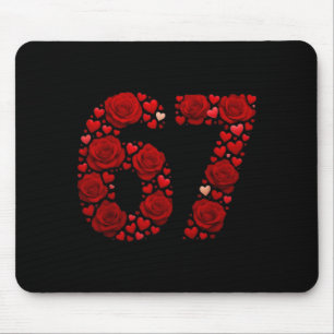 Valentine 67 Meme Rose Hearts Funny Six Seven Vale Mouse Pad