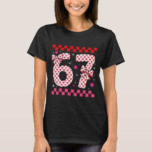 Valentine 67 Six Seven 6 7 Funny Heart Bow For Kid T-Shirt