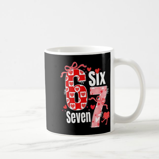 Valentine 67 Six Seven Heart Coquette Bow Valentin Coffee Mug (Right)