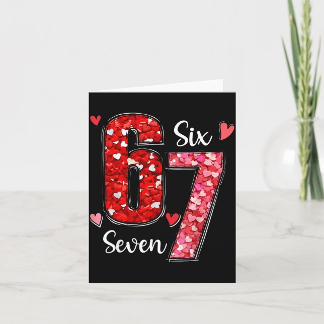 Valentine 67 Six Seven Meme Rose Hearts Valentine’ Card (Front)