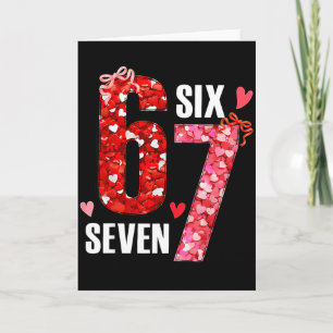 Valentine 67 Six Seven Rose Hearts Bow Valentine’s Card