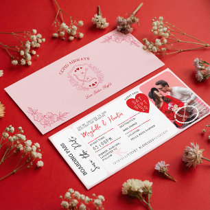 Valentine Airplane Boarding Pass Save The Date Invitation