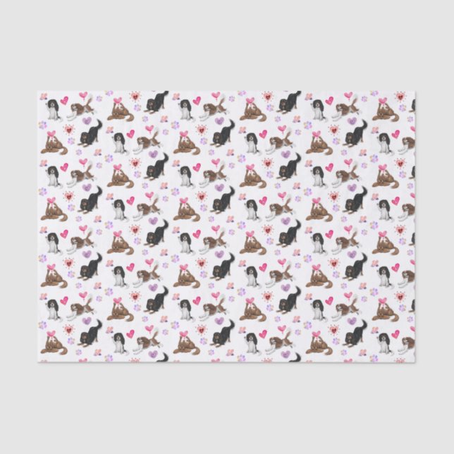 Valentine and Love Cavalier Tissue Paper (Front)