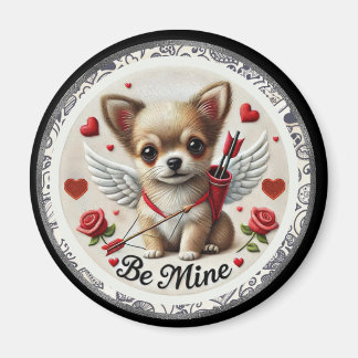 Valentine Angel Chihuahua Round Magnet – Be Mine