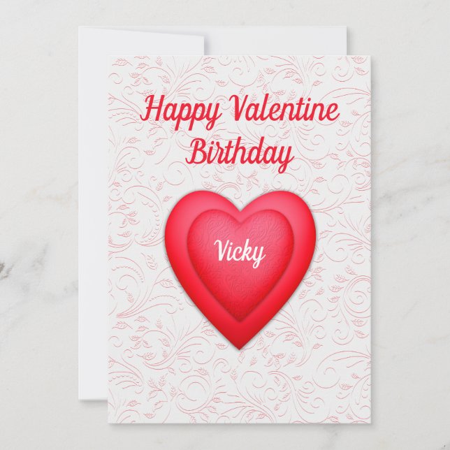 Valentine Anniversaire Fancy Red Heart Carte Custo (Devant)
