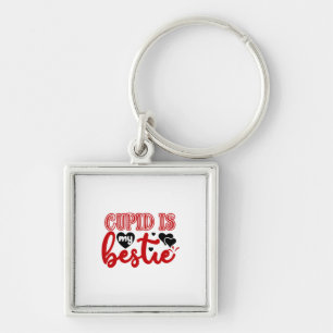 Valentine Art Cupid Is My Bestie Keychain