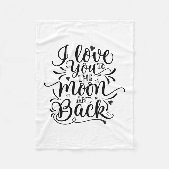 Valentine Art I Love You To The Moon Fleece Blanket (Front)