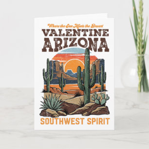 Valentine, Az Southwest Desert Retro Landscape Des Card