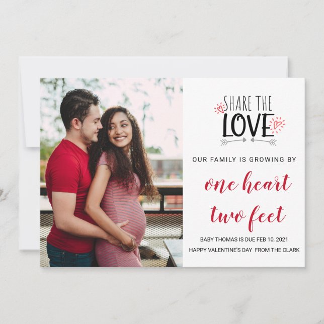 valentine baby/pregnancy announcement love heart (Front)