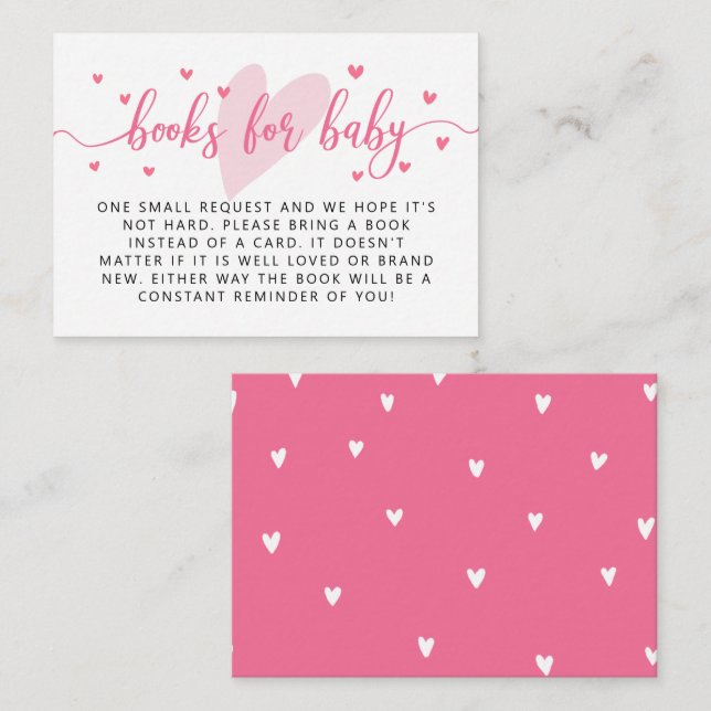 Valentine Baby Shower Book Request Enclosure Card (Front/Back)