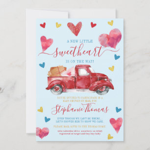Valentine Baby Shower by Mail with Hearts Invitation