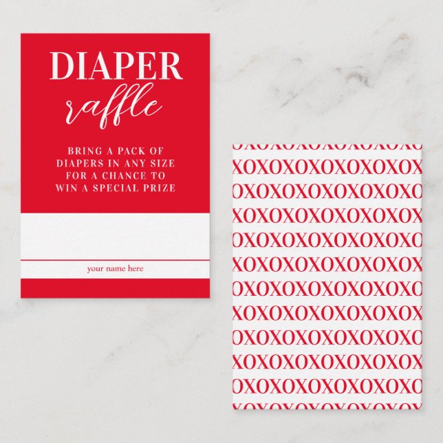 Valentine Baby Shower Diaper Raffle Enclosure Card (Front/Back)