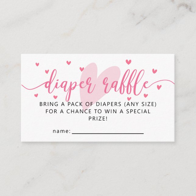 Valentine Baby Shower Diaper Raffle Ticket Enclosure Card (Front)