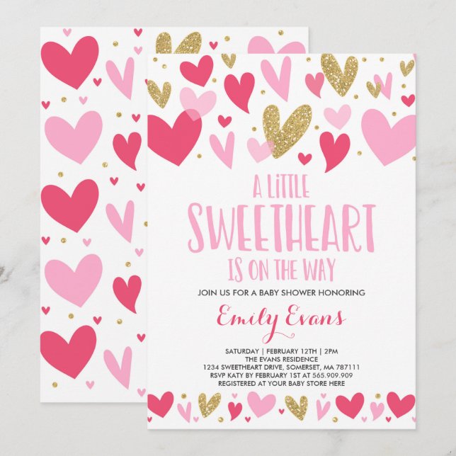 Valentine Baby Shower Invitation Sweetheart Baby (Front/Back)