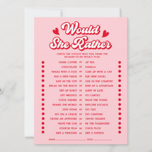 Valentine Baby Shower Would She Rather Game Card