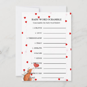 Valentine Baby word scramble baby shower game Card