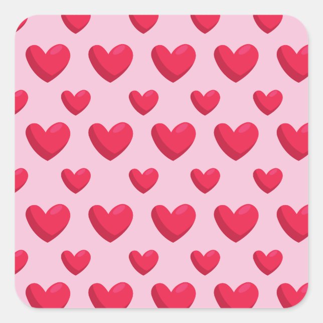 Valentine Background With Heart Love    Square Sticker (Front)