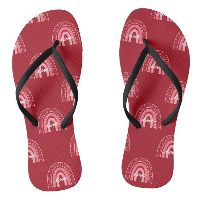 Valentine Background With Hearts Love    Flip Flops (Footbed)