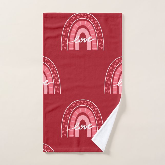 Valentine Background With Hearts Love      Hand Towel (Hand Towel)