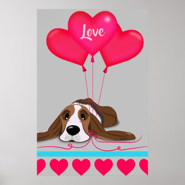 Valentine Basset Hound Poster (Front)