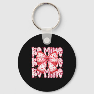 Valentine Be Mine Lace Coquette Bow Girl Women Kid Keychain