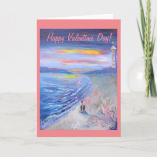 Valentine Beach Scène 5" x 7" Carte de voeux pliée