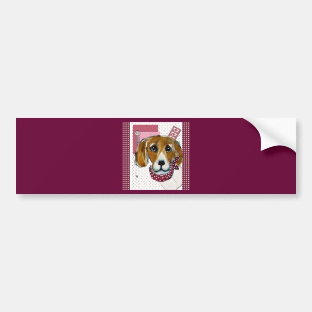 VALENTINE BEAGLE BUMPER STICKER (Front)