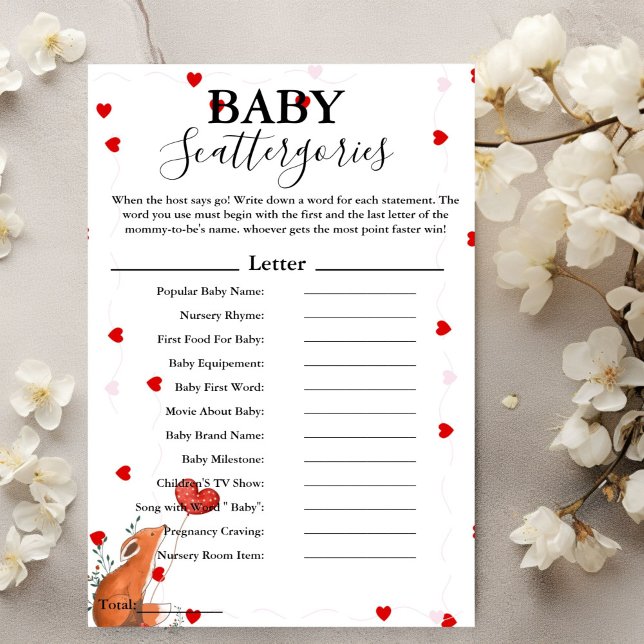 Valentine bébé squelettes baby shower jeu Carte (Créateur téléchargé)