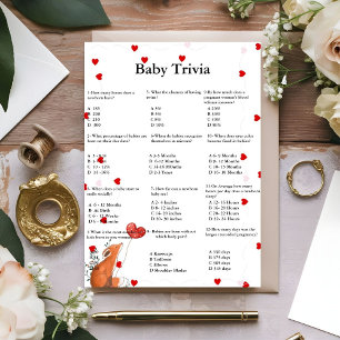Valentine bébé trivia jeu baby shower de jeu Carte