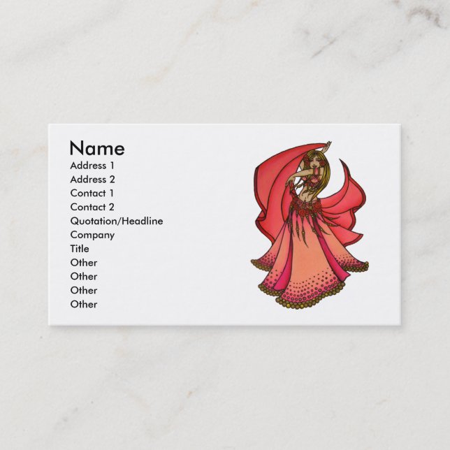 Valentine Belly Dancer Business Cards (Front)