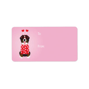 Valentine Bernese Mountain Dog Label
