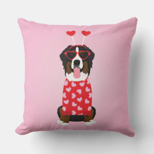 Valentine Bernese Mountain Dog Throw Pillow