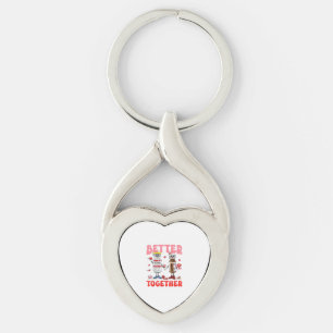 Valentine Better Together Nurse Pink Bow Modern De Keychain