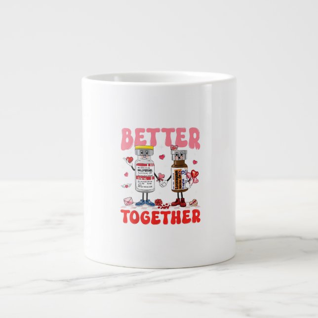 Valentine Better Together Nurse Pink Bow Modern De Large Coffee Mug (Front)