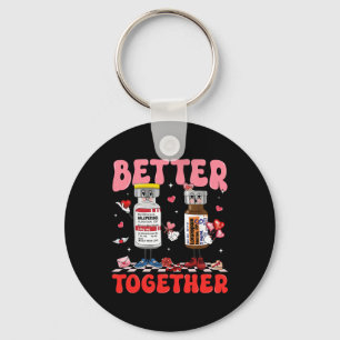 Valentine Better Together Nurse Pink Bow Rn Pct Cn Keychain