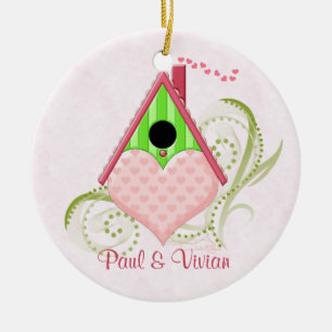 Valentine Birdhouse Ornament with Background