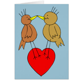 Valentine Birds sur une carte cardiaque