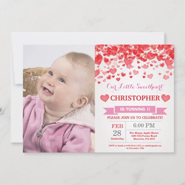 Valentine Birthday Our Little Sweetheart Invitation (Front)