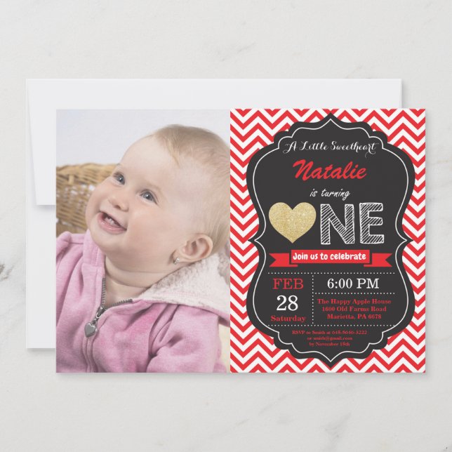 Valentine Birthday Our Little Sweetheart Invitation (Front)