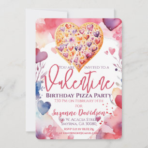 Valentine Birthday Pizza Party Invitation