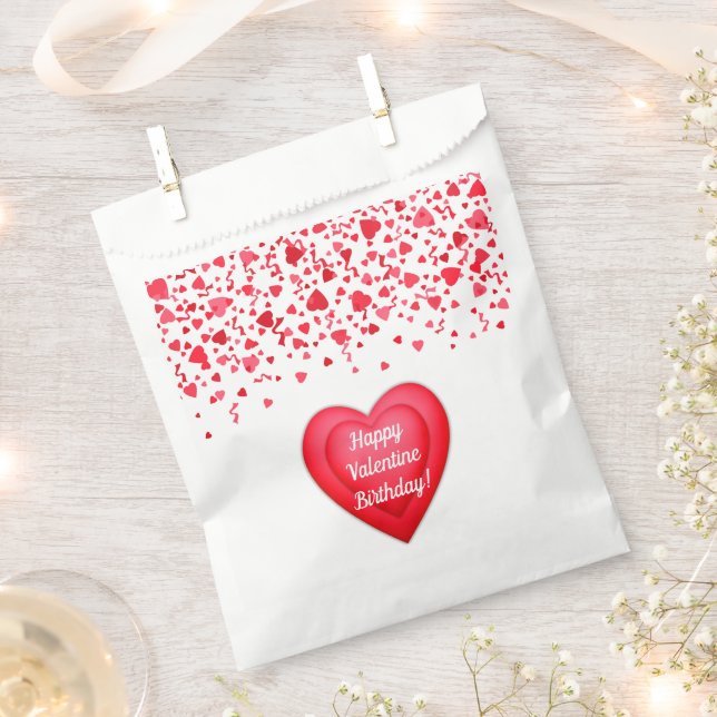 Valentine Birthday Red Confetti Hearts  Favour Bag (Clipped)