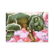 Valentine Black Cat Double sided ACEO print