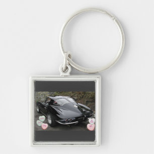 Valentine Black Corvette Keychain