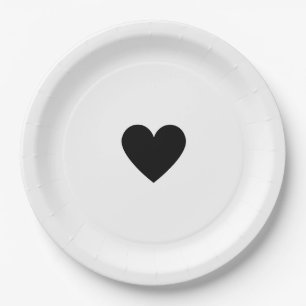 Valentine Black Heart Paper Plate