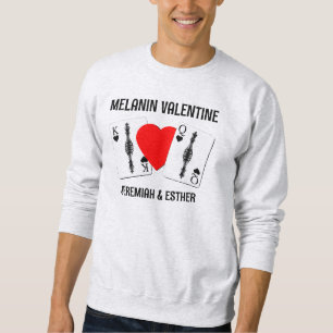 Valentine BLACK QUEEN KING PLAYING CARDS Couples Sweatshirt