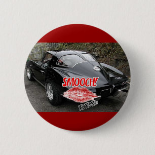 Valentine Black Split Window Corvette Classic 2 Inch Round Button