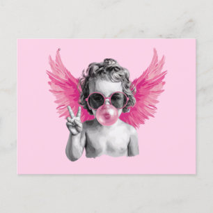 Valentine Blowing Bubble Cupid Valentines Day  Postcard