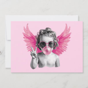 Valentine Blowing Bubble Cupid Valentines Day  Thank You Card
