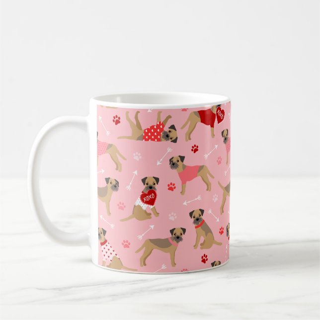 Valentine Border Terrier Pattern Coffee Mug (Left)